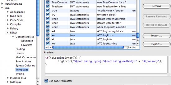 ATG Eclipse Templates