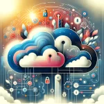 This image, with its blend of cloud shapes, digital keys, and user icons, is designed to evoke a sense of seamless integration and digital security,